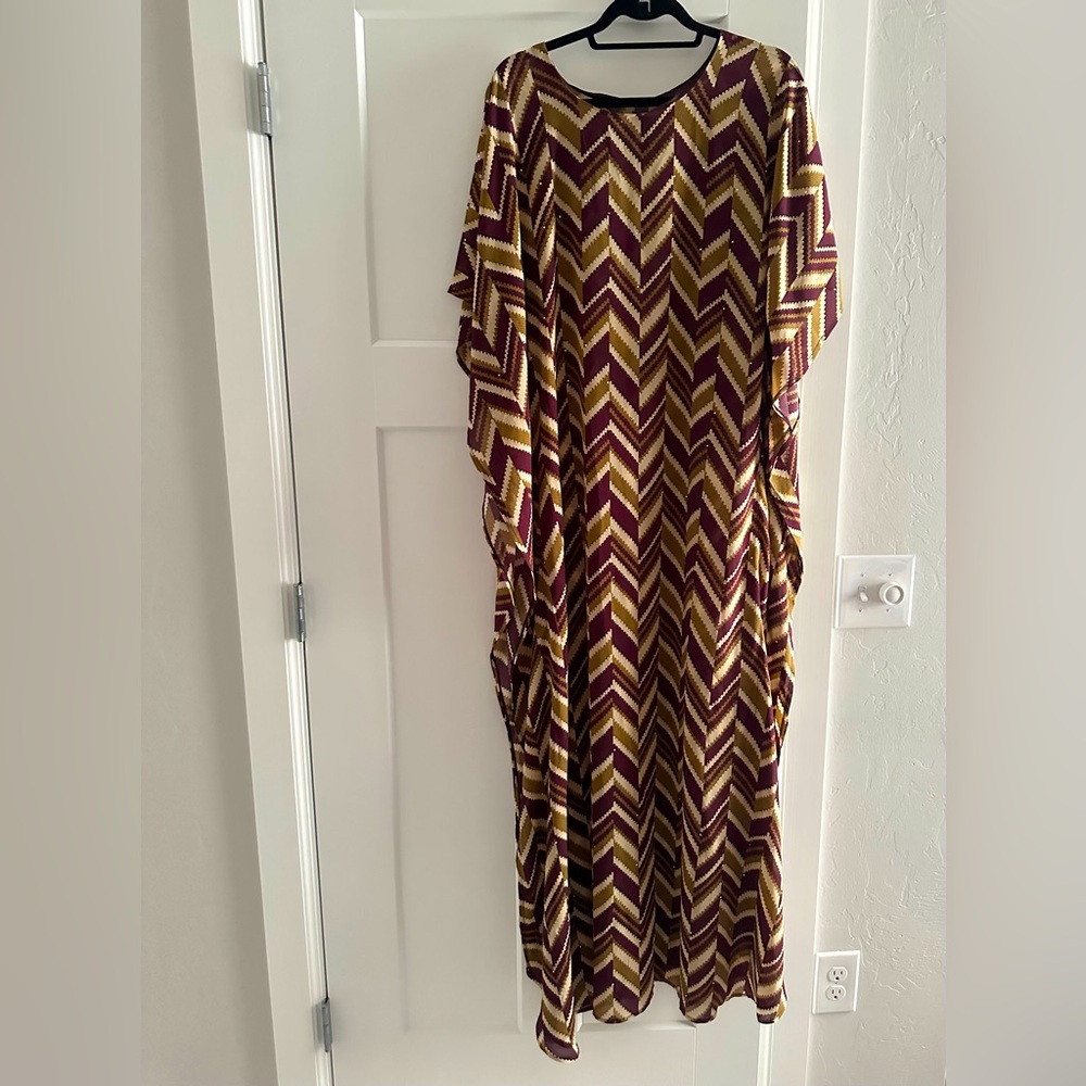 Brown Khaki Kaftan Gown - Picture 3 of 12